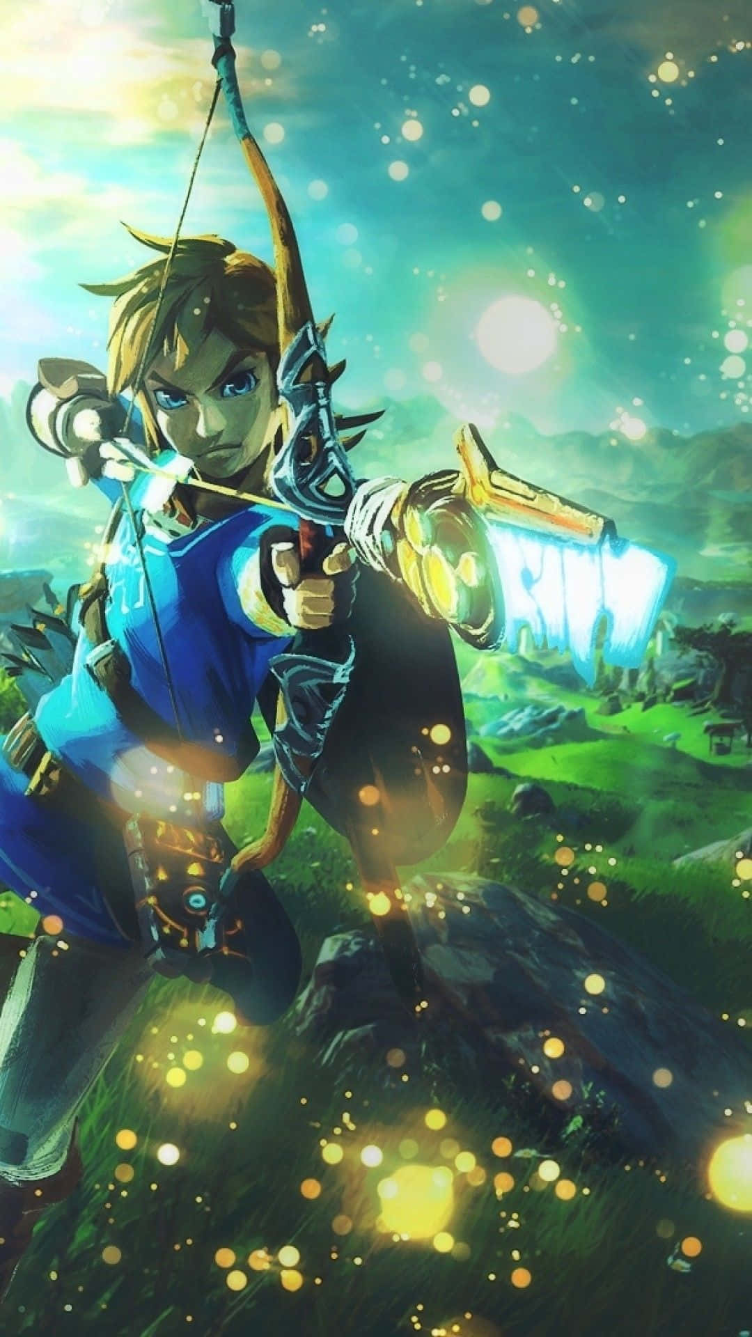 Zelda Botw Link cu Arc și Săgeată Fundal