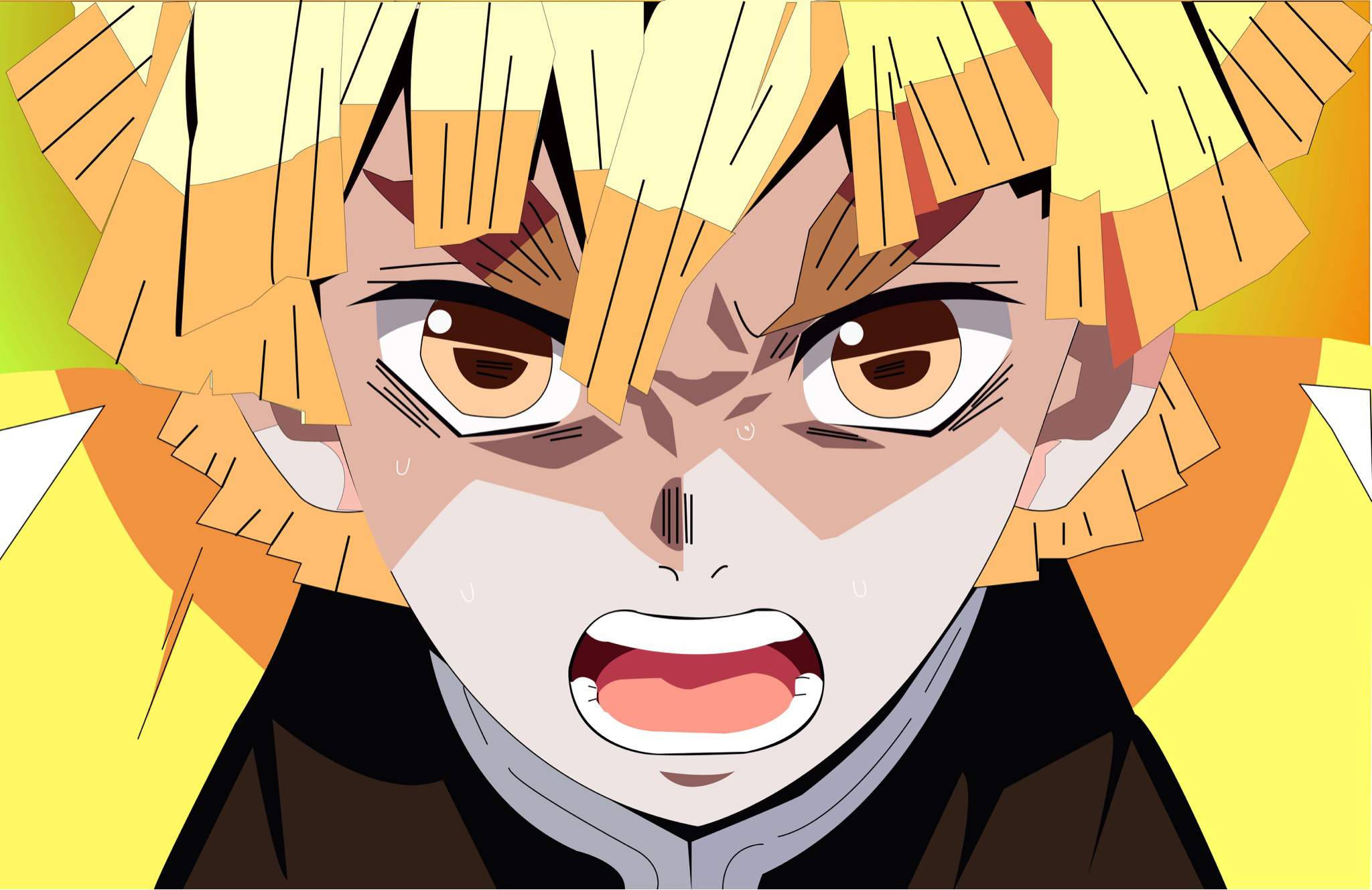 Zenitsu din Demon Slayer, prim-plan Fundal