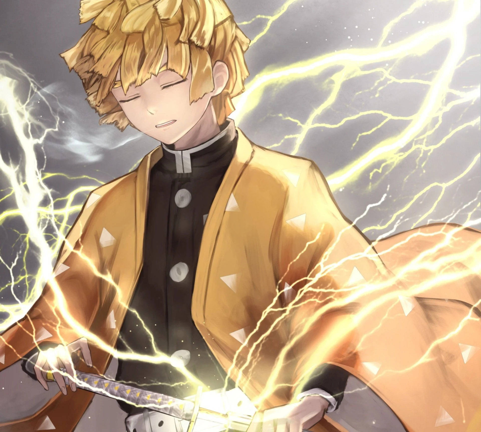 Zenitsu liniștit din Demon Slayer Fundal
