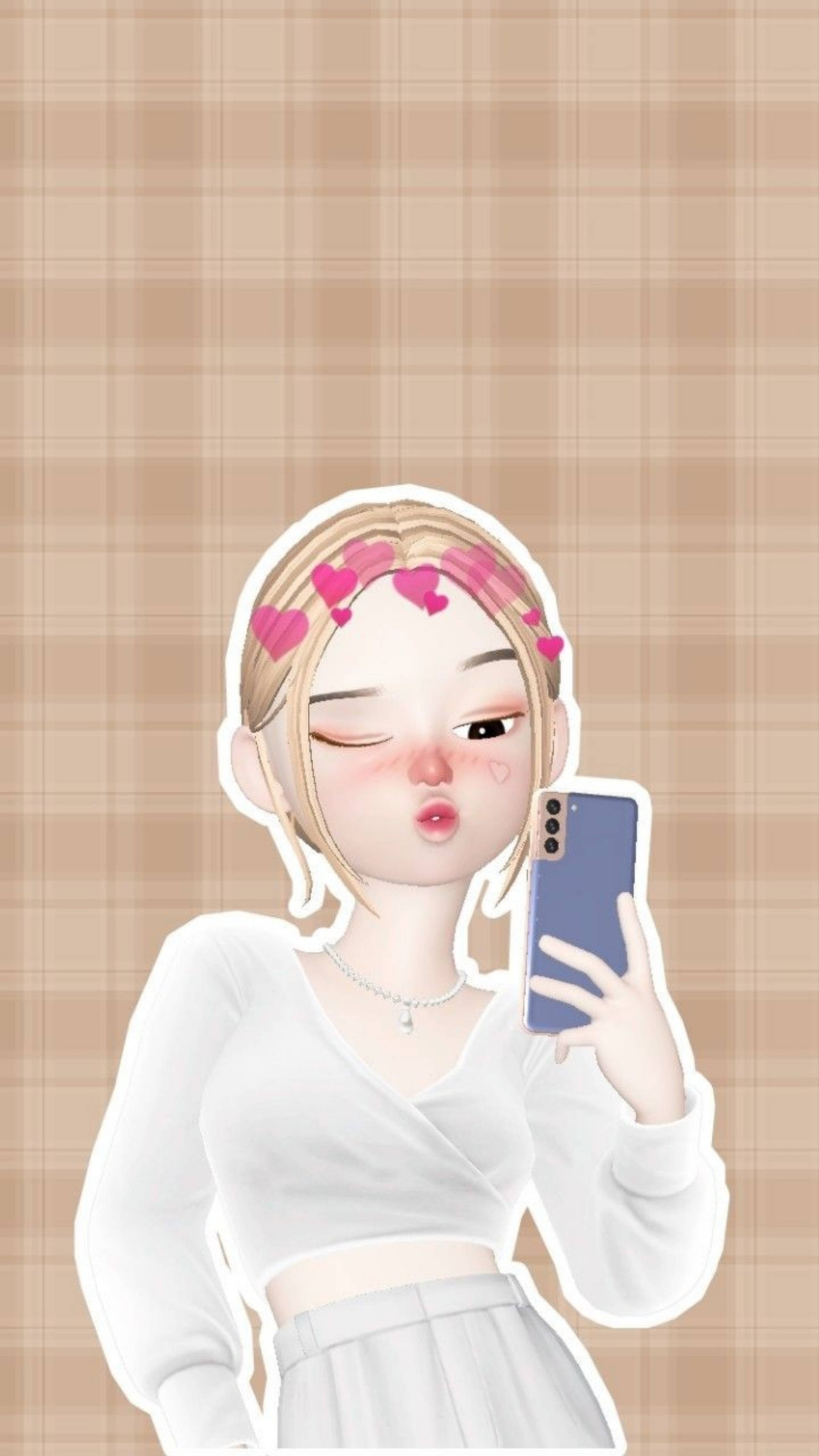Zepeto Fata Drăguță Cu Buze Îmbufnate Fundal