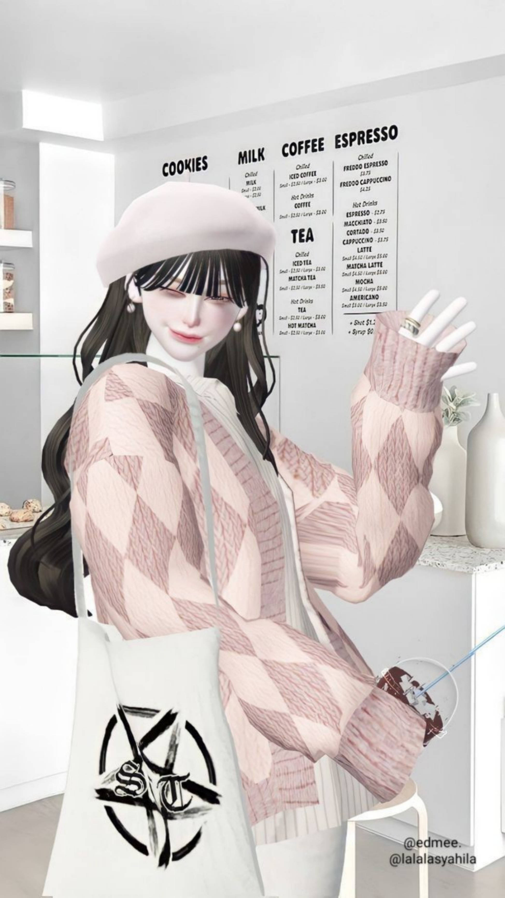 Zepeto Uzzlang Fata Iubitoare de Cafea Fundal