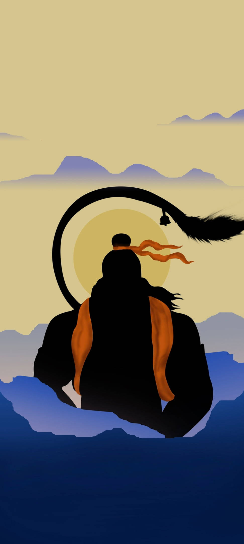 Zeul Hindu Hanuman Estetică Minimalistă Fundal