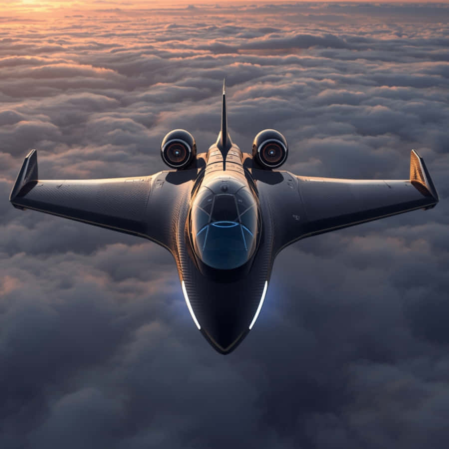 futuristic, avion de vânătoare, avion, aeronavă, aviație, nori, cer, zbor, tehnologie, apus, peisaj de nori, aerian, modern, transport, inovație, viitor, avion de afaceri, călătorie, lux, high tech