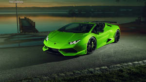 1366X 768 HD Masina Sport Verde