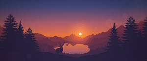 3440x1440 Apus de soare minimalist în vale