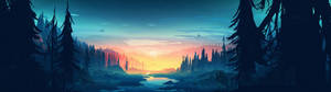 3840x1080 HD Artă Naturală pentru Două Monitoare