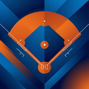 Artă geometrică abstractă în culori Mets, prezentând un diamant de baseball. — Galaxy Watch Fundal