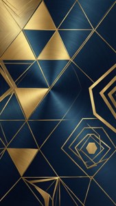 Abstract geometric modern cu triunghiuri și hexagone aurii și albastre, aspect luxos. — iPhone XS Fundal