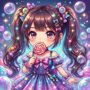 Fetita anime chibi cu acadea și rochie sclipitoare — Motorola Razr 2026 Fundal