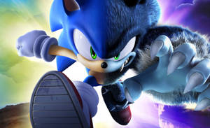 Tapet cu Sonic the Hedgehog transformându-se în Werehog.