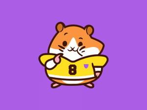 Tapet cu hamster drăguț de desen animat purtând uniformă de fotbal.