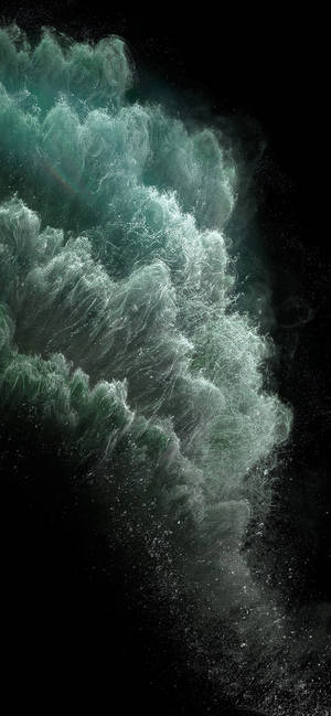 Wallpaper valuri alb albastru verde pentru seria iPhone 11.