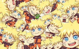 Tapet cu Naruto și clonele umbrei în versiune drăguță chibi. fundaluri