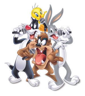 Wallpaper Diavolul Tasmanian Taz cu prietenii Looney Tunes. — Nubia Fold Fundal