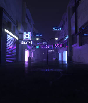 Aleea Japonia neon oraș wallpaper — Galaxy Z Fold 6 Fundal