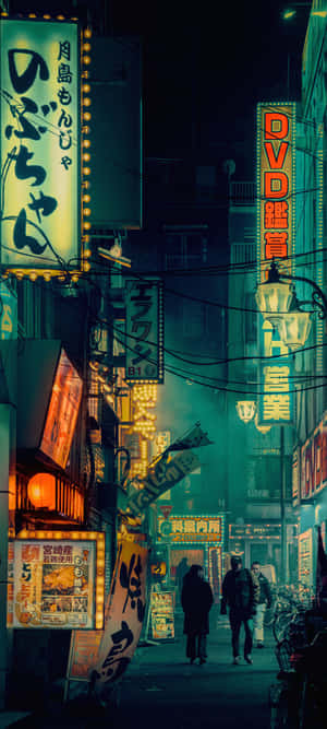 Aleea Nocturnă Neon — Pixel 7 Fundal