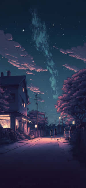 Fundal cu estetică anime — iPhone 13 Mini Fundal