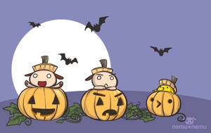 Animale Kawaii de Halloween în Dovleci — Kawaii halloween Fundal