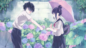 Anime Kawaii cu băiat care îi înmânează o scrisoare unei fete — Kawaii anime Fundal