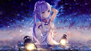 Tapet Anime Live cu elf superb — Peisaj anime GIF Fundal