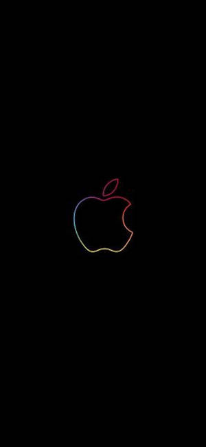 Logo Apple cu bordură de curcubeu pe wallpaper iPhone XR negru — iPhone 13 Mini Fundal