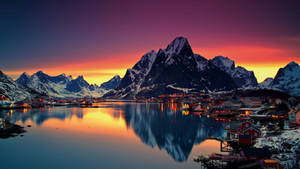 Fond de ecran Apus de iarnă în Norvegia — 2560x1440 Fundal