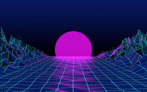 Tapet vaporwave estetic cu apus pentru laptop