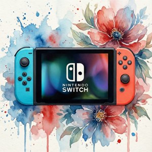 Tapet artistic în acuarelă cu Nintendo Switch