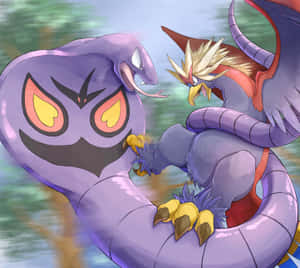 Arbok împotriva Braviary — Pokemon Telefon Fundal