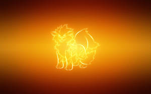 Fanart galben neon al Pokemonului Arcanine.