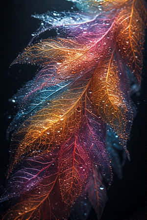 temă naturistă colorată, pene psihedelice, tapet cu pene colorate, artă abstractă cu pene, tapet vibrant, tapet artă digitală, 4K — Curcubeu estetic Fundal