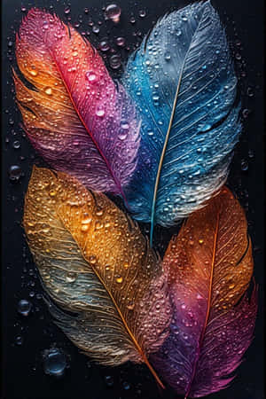 temă naturistă colorată, pene psihedelice, 4K, fundal de ecran cu pene colorate, artă abstractă cu pene, fundal vibrant, artă digitală — Curcubeu estetic Fundal