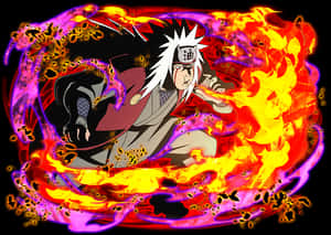 Arta anime cu Jiraiya și tehnica focului