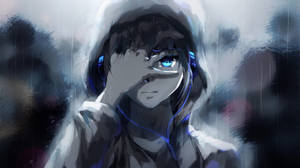 Fond de ecran artă anime drăguță PFP în ploaie — Pfp anime drăguț Fundal