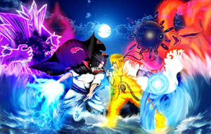 Artă colorată cu Sasuke și Naruto pentru PC