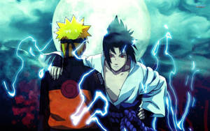 Artă cool cu Naruto și Sasuke și fulgere — Cool naruto GIF Fundal