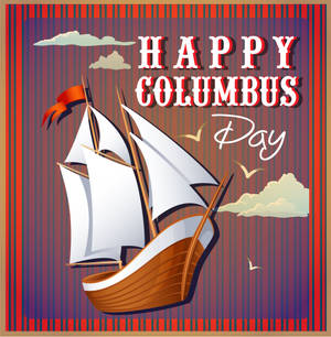 Artă cu barca cu pânze de Ziua lui Cristofor Columbus wallpaper — Galaxy Z Flip7 FE Fundal