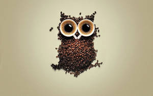 Imagine de fundal cu artă din cafea cu bufniță drăguță