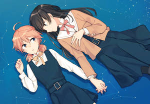 Fond de ecran cu artă constelații lesbiene anime — Anime Lesbian Fundal