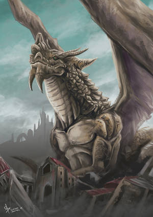 Fond de ecran Artă cu Dragon Maro Deschis de Pământ — IQOO Pad Fundal
