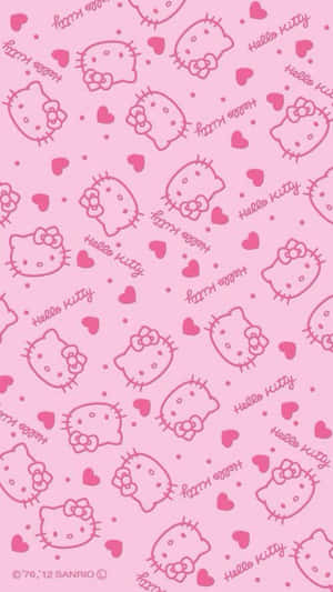 Arta de fundal drăguță cu Hello Kitty roz și inimioare