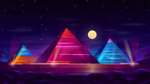Tapet Artă digitală Lună Neon — Neon lună Fundal