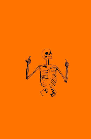 Artă estetică drăguță de Halloween cu schelet portocaliu — Drăguț estetic Halloween Fundal