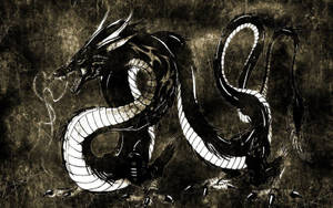 Artă japoneză cu dragon negru solzos și mistic — Dragon japonez Fundal
