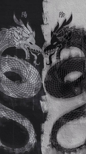 Artă japoneză dragon Yin Yang — Dragon japonez Fundal