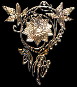 Artă metalică florală aurie