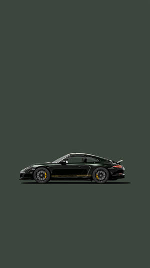 Artă Porsche 911 Verde Închis — Estetică verde GIF Fundal