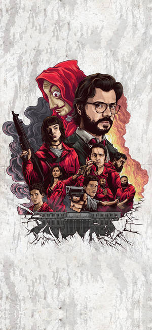Fond de ecran artă poster Money Heist — iPhone 15 Plus Fundal