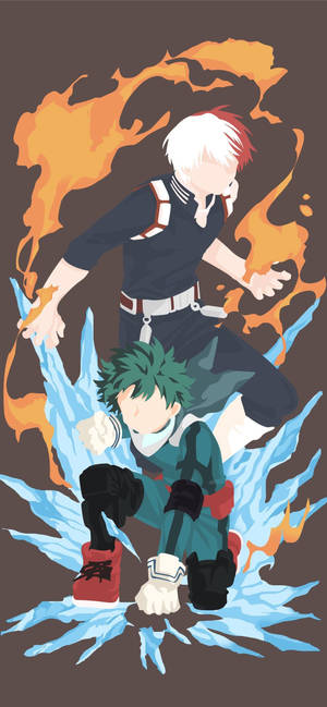 Wallpaper artă Todobakudeku Izuku și Shoto — iPhone 15 Pro Fundal