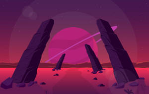 Artă vectorială Stonehenge roz wallpaper — Twilight Fundal